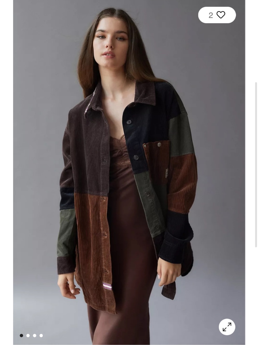 Urban Outfitters BDG Royce Corduroy Shirt Jacket colorblock oversized shacket L